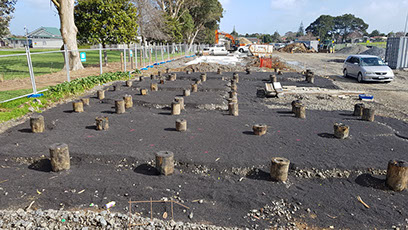 TTT Deep Pile Foundations being installed for a new swimming pool facility.