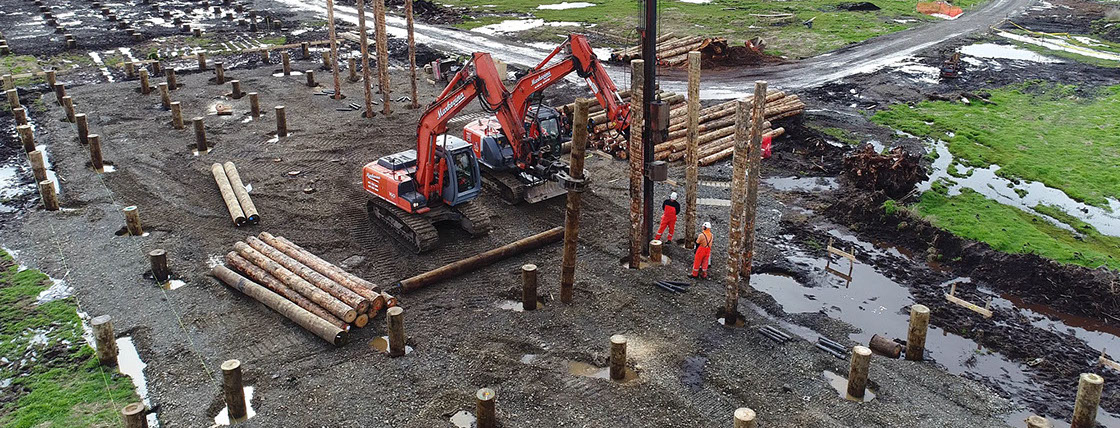 TTT Products trucks loaded with poles ready for delivery.