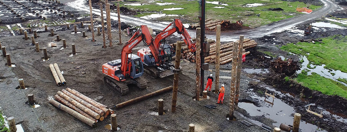 TTT Deep Pile Foundations being installed for a new swimming pool facility.