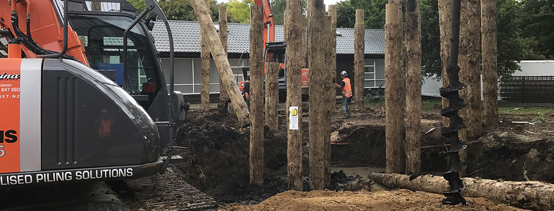 TTT Deep Pile Foundations being installed for a new swimming pool facility.